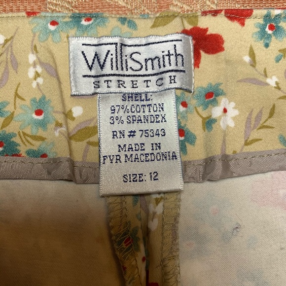 Willi Smith Tan Floral Stretch Pants -size 12 - Picture 2 of 4